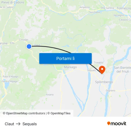 Claut to Sequals map