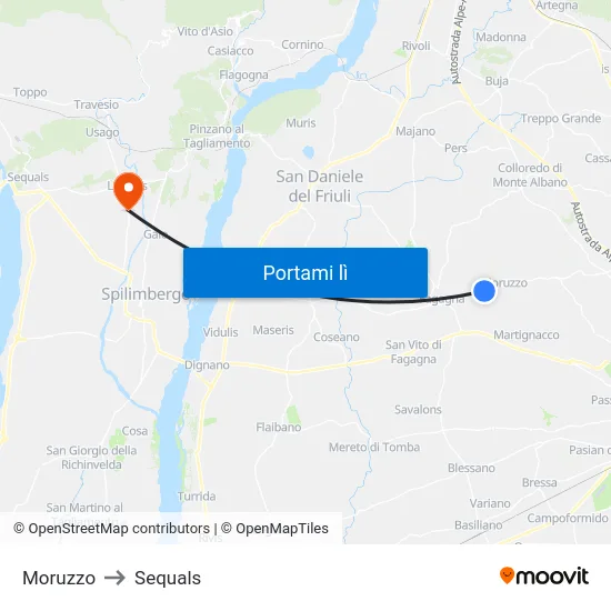 Moruzzo to Sequals map