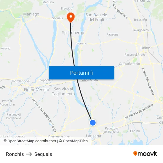 Ronchis to Sequals map