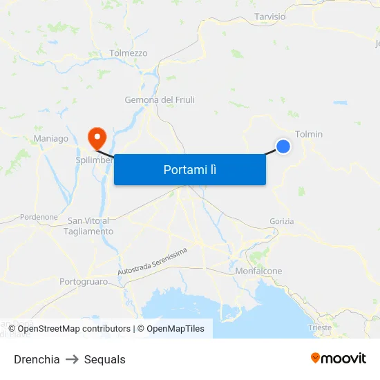 Drenchia to Sequals map