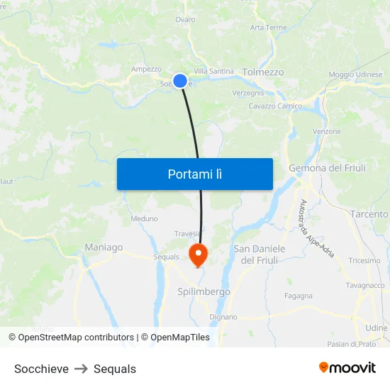 Socchieve to Sequals map