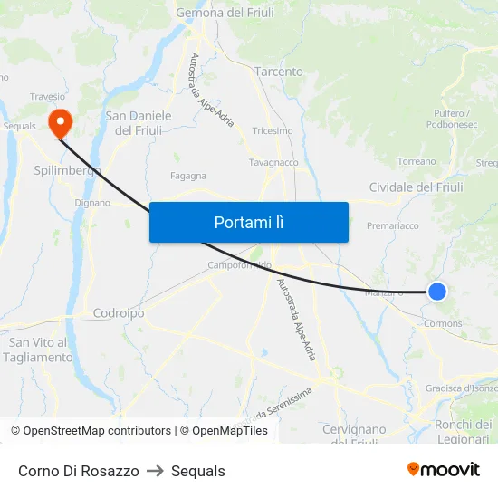 Corno Di Rosazzo to Sequals map