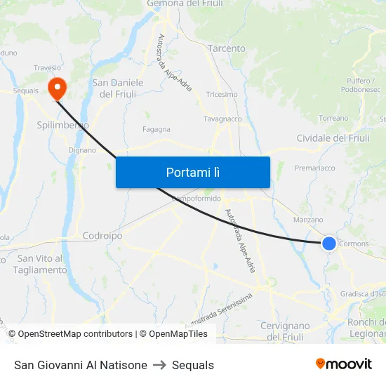 San Giovanni Al Natisone to Sequals map