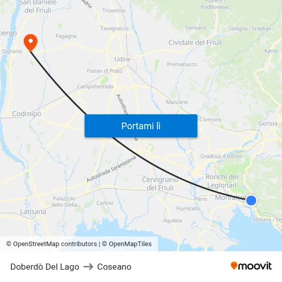 Doberdò Del Lago to Coseano map