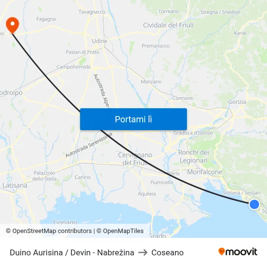 Duino Aurisina / Devin - Nabrežina to Coseano map