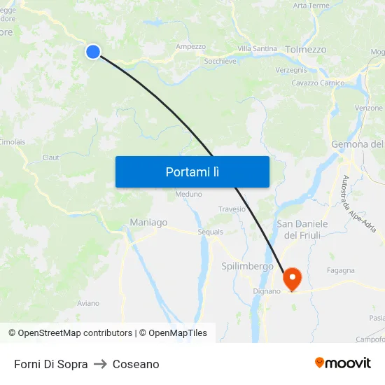 Forni Di Sopra to Coseano map
