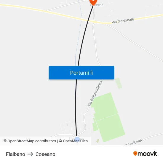Flaibano to Coseano map