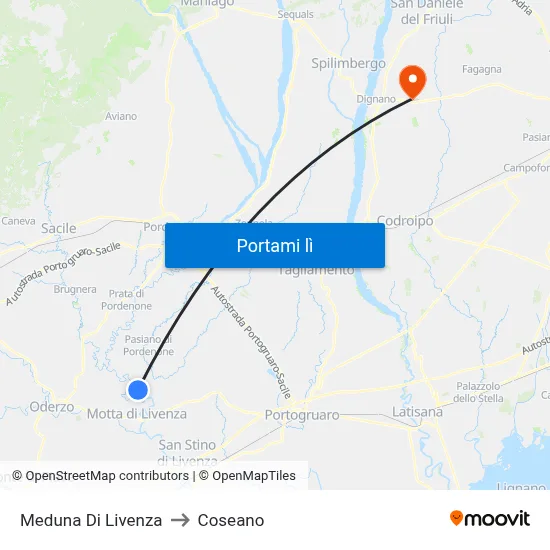 Meduna Di Livenza to Coseano map