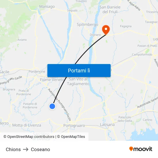 Chions to Coseano map