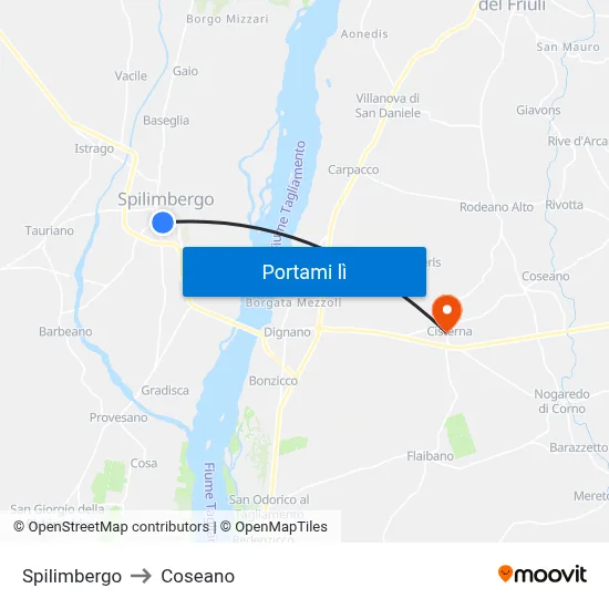 Spilimbergo to Coseano map
