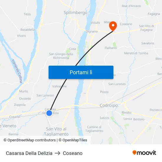 Casarsa Della Delizia to Coseano map