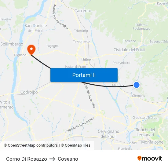 Corno Di Rosazzo to Coseano map
