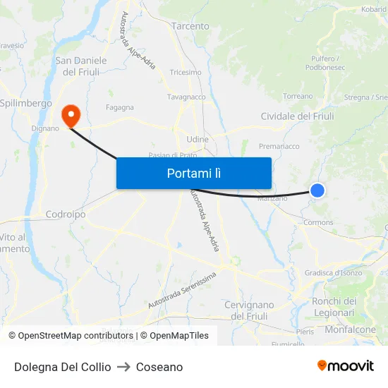 Dolegna Del Collio to Coseano map