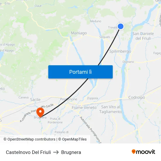 Castelnovo Del Friuli to Brugnera map