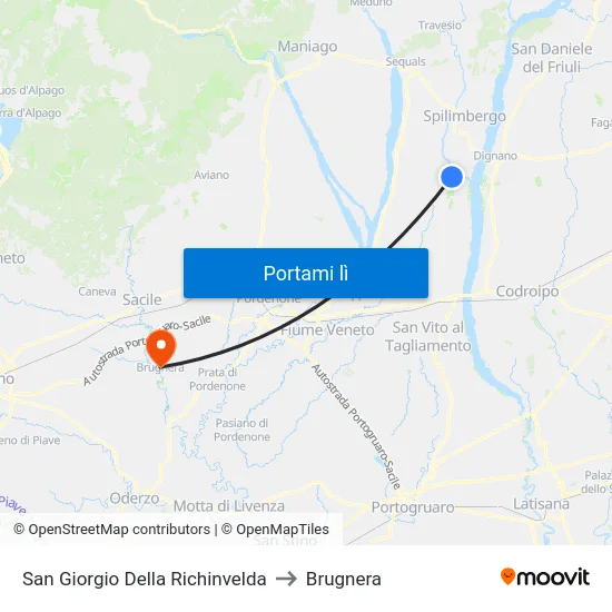 San Giorgio Della Richinvelda to Brugnera map