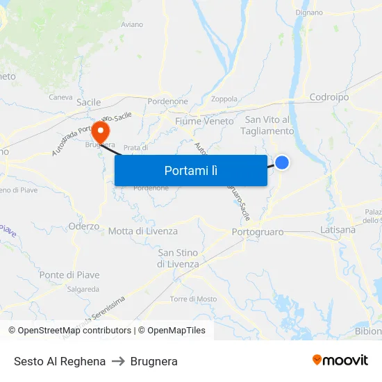 Sesto Al Reghena to Brugnera map