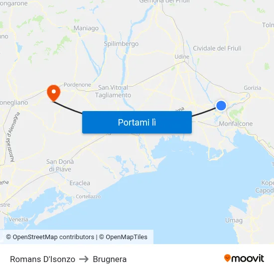 Romans D'Isonzo to Brugnera map