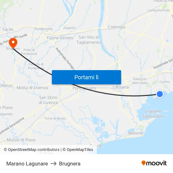 Marano Lagunare to Brugnera map
