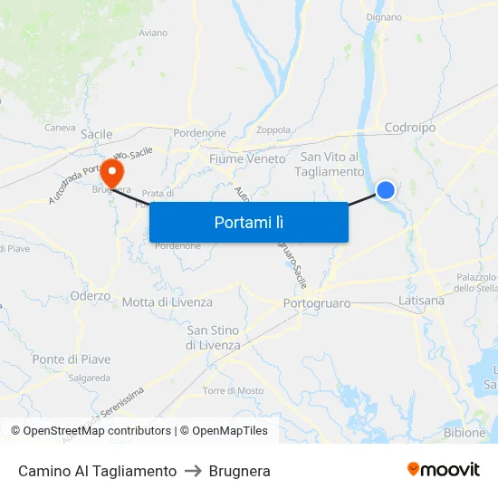 Camino Al Tagliamento to Brugnera map