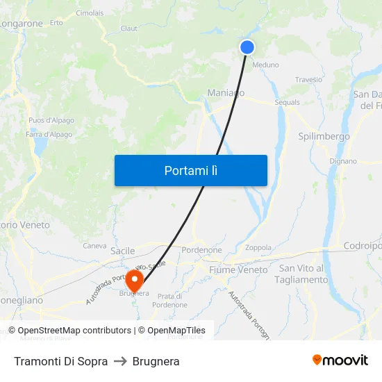 Tramonti Di Sopra to Brugnera map