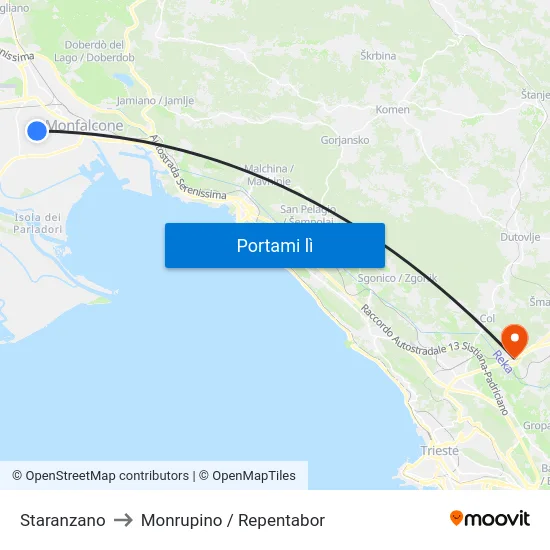 Staranzano to Monrupino / Repentabor map