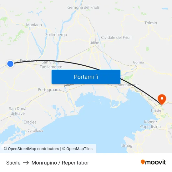 Sacile to Monrupino / Repentabor map