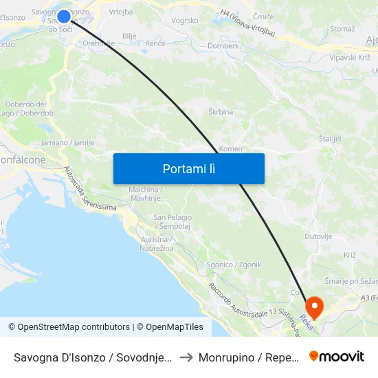 Savogna D'Isonzo / Sovodnje Ob Soči to Monrupino / Repentabor map