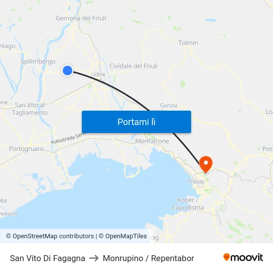 San Vito Di Fagagna to Monrupino / Repentabor map