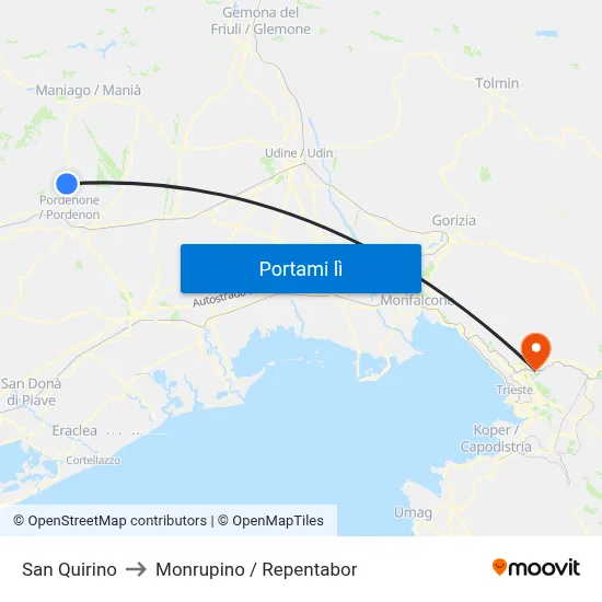 San Quirino to Monrupino / Repentabor map