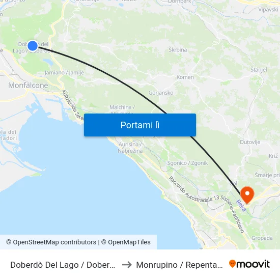 Doberdò Del Lago / Doberdob to Monrupino / Repentabor map