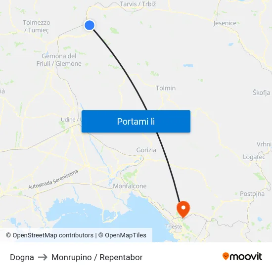 Dogna to Monrupino / Repentabor map