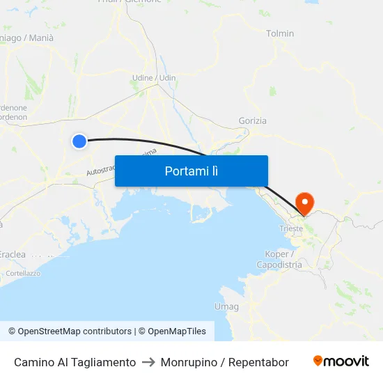 Camino Al Tagliamento to Monrupino / Repentabor map