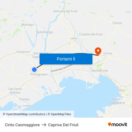 Cinto Caomaggiore to Capriva Del Friuli map