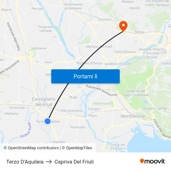 Terzo D'Aquileia to Capriva Del Friuli map
