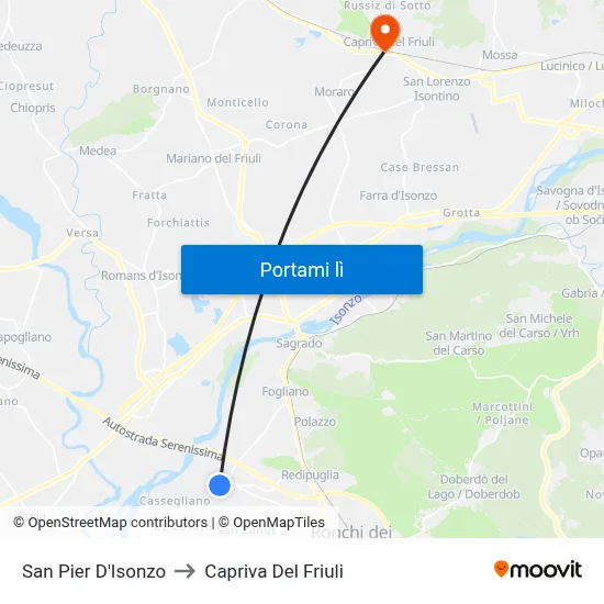 San Pier D'Isonzo to Capriva Del Friuli map