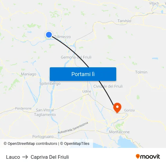 Lauco to Capriva Del Friuli map