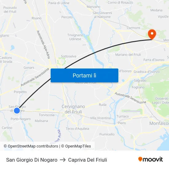 San Giorgio Di Nogaro to Capriva Del Friuli map