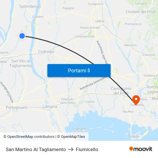 San Martino Al Tagliamento to Fiumicello map