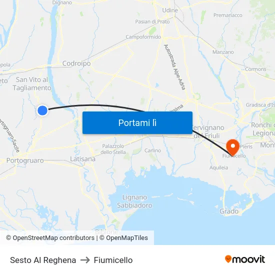 Sesto Al Reghena to Fiumicello map