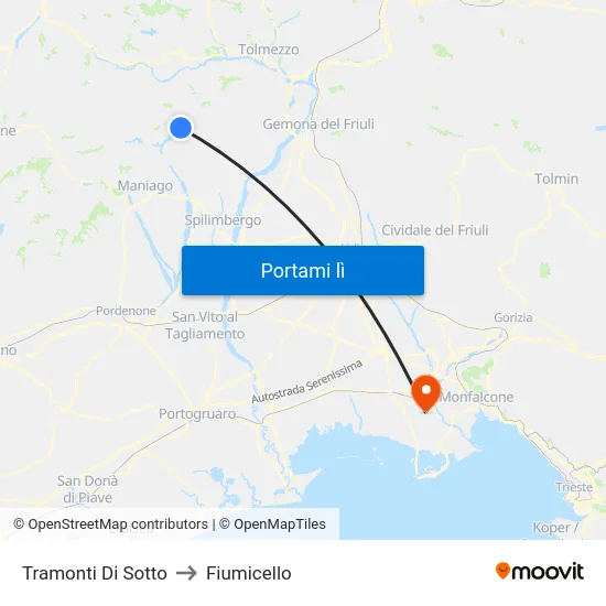Tramonti Di Sotto to Fiumicello map