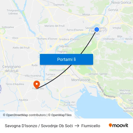 Savogna D'Isonzo / Sovodnje Ob Soči to Fiumicello map