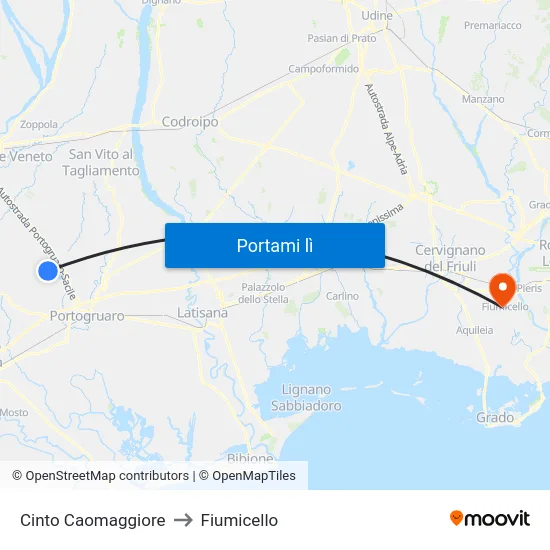 Cinto Caomaggiore to Fiumicello map