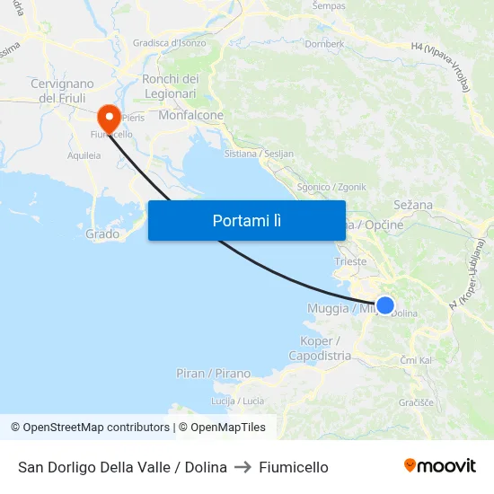 San Dorligo Della Valle / Dolina to Fiumicello map