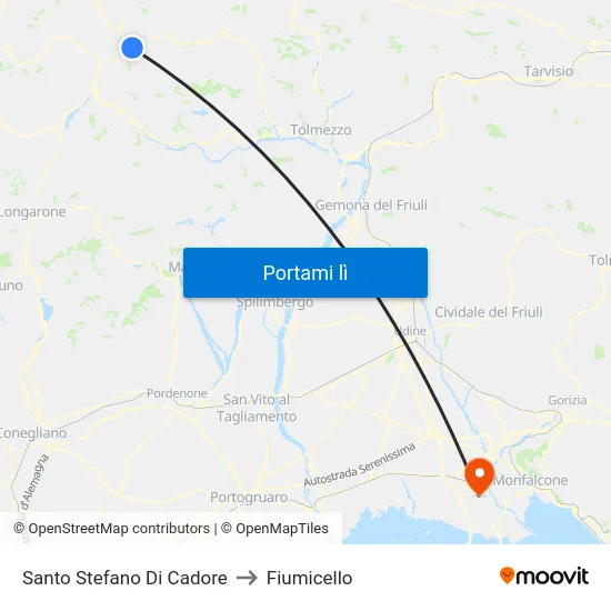 Santo Stefano Di Cadore to Fiumicello map