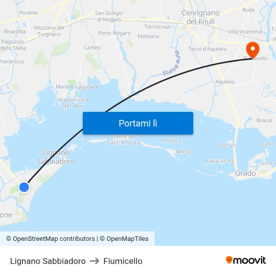 Lignano Sabbiadoro to Fiumicello map