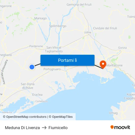 Meduna Di Livenza to Fiumicello map
