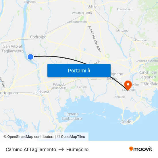 Camino Al Tagliamento to Fiumicello map
