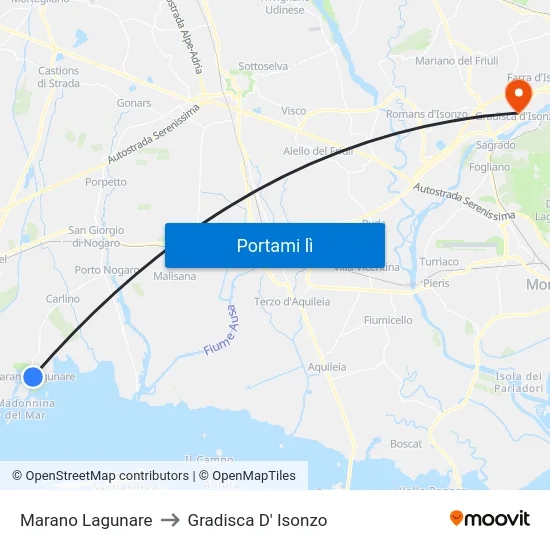 Marano Lagunare to Gradisca D' Isonzo map