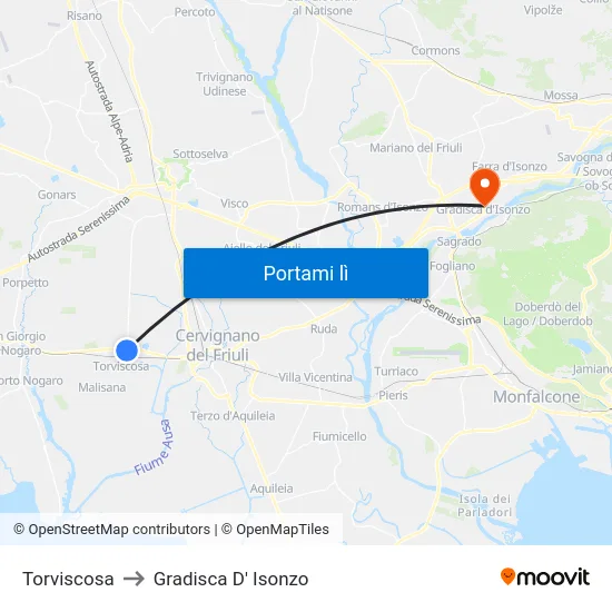 Torviscosa to Gradisca D' Isonzo map