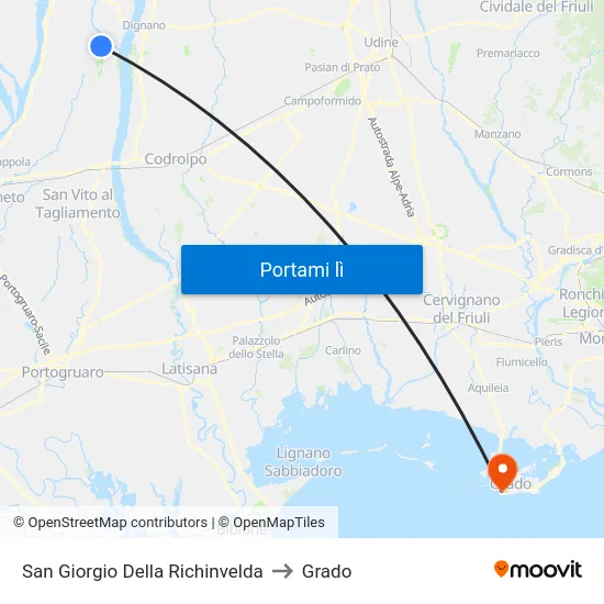 San Giorgio Della Richinvelda to Grado map